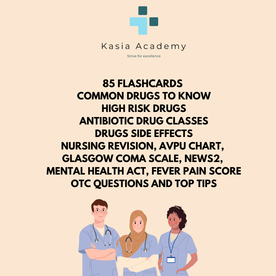 KASIA ACADEMY FLASHCARD BUNDLE | 85 PAGES | FREE UK SHIPPING | FLASHCARDS FOR PHARMACY STUDENTS, NURSING STUDENTS AND OTHER HEALTHCARE STUDENTS |